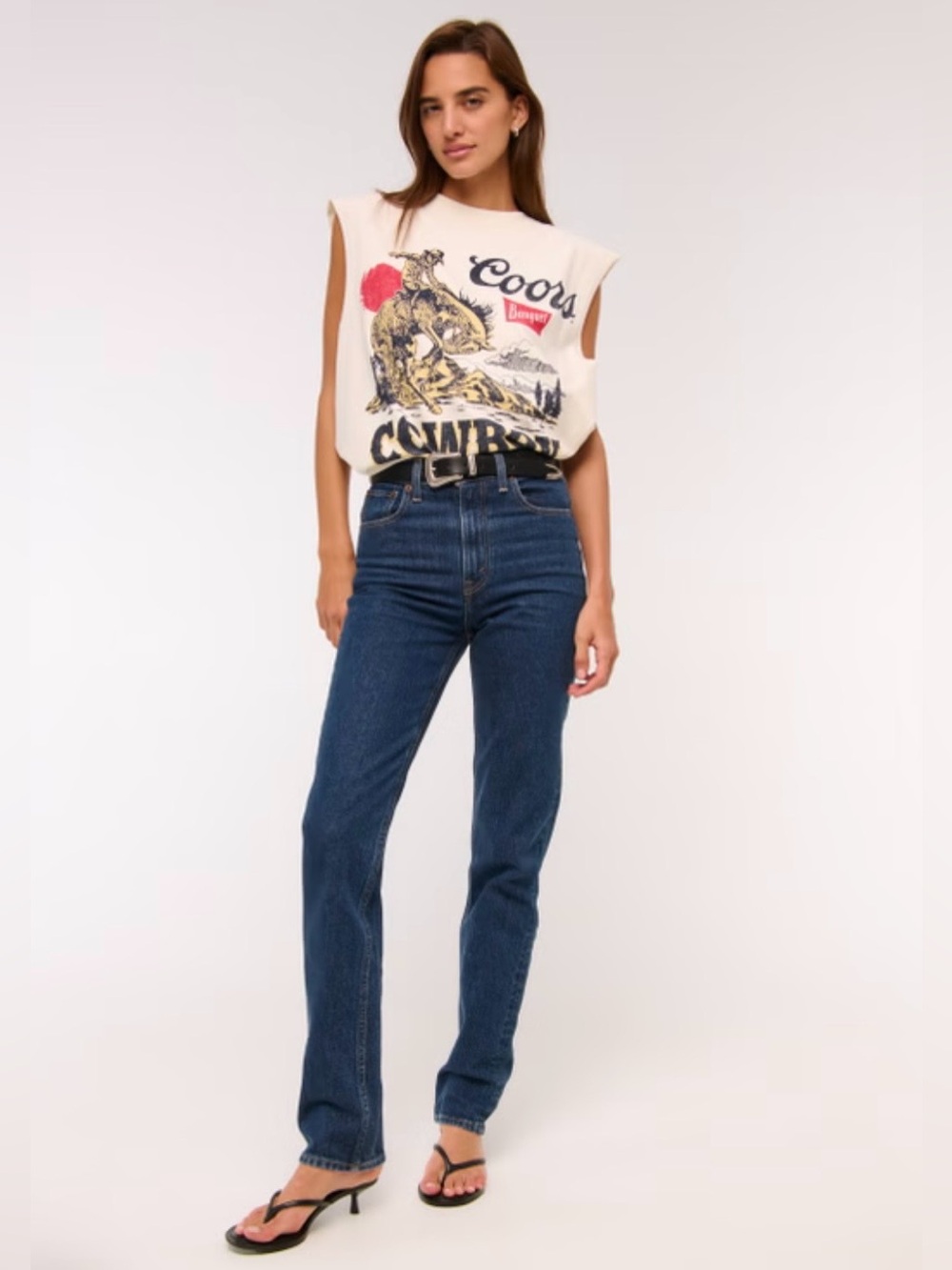 Women’s Abercrombie ultra high rise the 90s straight jeans dark SZ 26 Short